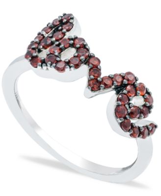 Macy's - Garnet (1 ct. t.w.) 'Love' Ring in Sterling Silver