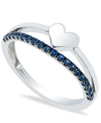 Macy's - Sapphire (1/5 ct. t.w.) Heart Ring in Sterling Silver
