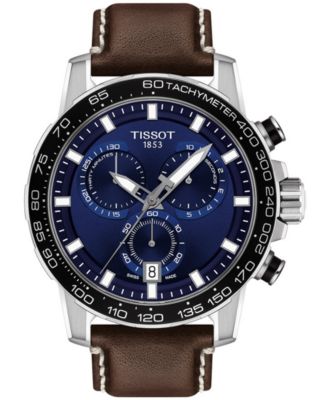 Tissot - Men's Swiss T-Sport Supersport Chrono Brown Leather Strap Watch 46mm