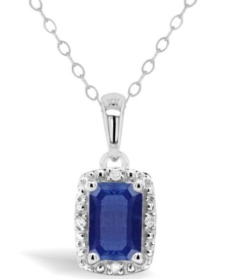 Macy's - Gemstone and Diamond Accent Pendant Necklace in Sterling Silver