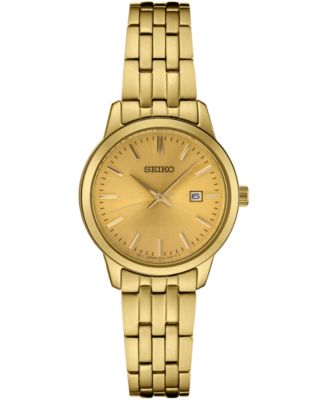 Seiko - Women's Essential Gold-Tone Stainless Steel Bracelet Watch 30mm