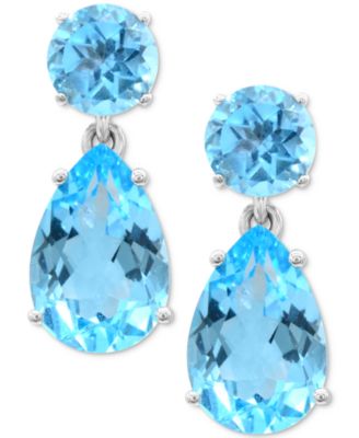 Macy's - Blue Topaz Drop Earrings (9-1/4 ct. t.w.) in Sterling Silver