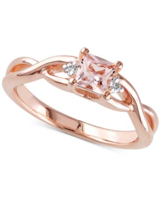 Macy's - Morganite (1/3 ct. t.w.) & Diamond Accent Braided Shank Ring in 18k Rose Gold-Plated Sterling Silver