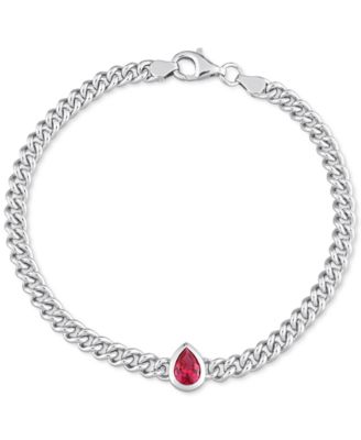 Macy's - Lab-Created Ruby Chain Link Bracelet (1-1/7 ct. t.w.) in Sterling Silver