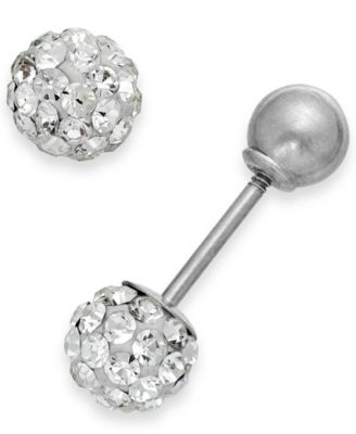 Macy's - Reversible Crystal Ball Stud Earrings in 14k White Gold