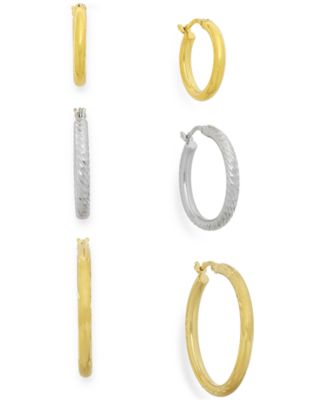 Macy's - Two-Tone Three-Hoop Set in 14k Gold Vermeil