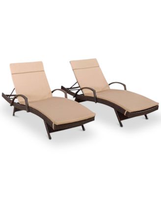 Noble House - Farron Cushion Adjustable Lounge with Arms (Set of 2), Quick Ship