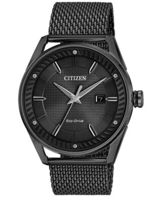 Citizen - Men's Solar Eco-Drive Black Mesh Stainless Steel Bracelet Watch 42mm BM6988-57E