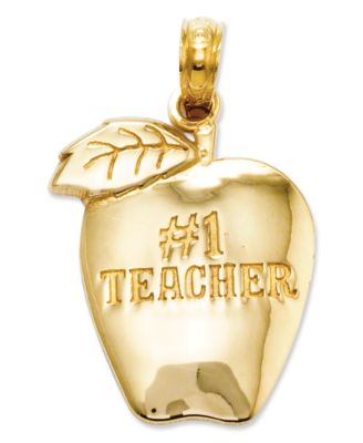 Macy's - 14k Gold Charm, Number 1 Teacher Apple Charm
