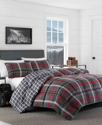 Eddie Bauer - Willow Plaid Dark Grey Comforter Set, Full/Queen
