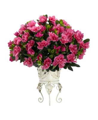 Nearly Natural - Azalea w/ Metal Planter Silk Plant