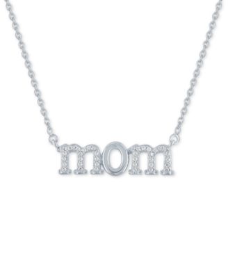 Macy's - Diamond "Mom" 18" Pendant Necklace (1/10 ct. t.w.) in Sterling Silver