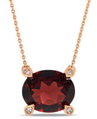 Macy's - Garnet (3 ct. t.w.) and Diamond Accent 17" Necklace in 10k Rose Gold
