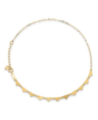 Macy's - Anklet Oval and Hearts Chain Anklet in 14k Yellow Gold