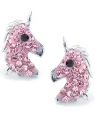 Giani Bernini - Pink Pave Crystal Unicorn Stud Earrings set in Sterling Silver