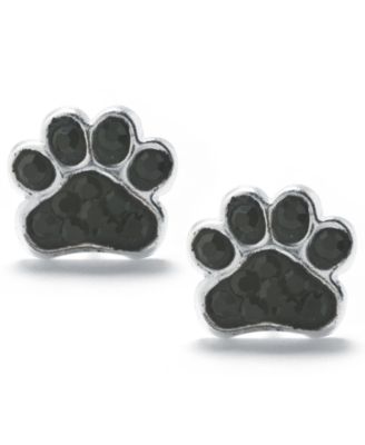 Giani Bernini - Black Pave Crystal Dog Paw Stud Earrings set in Sterling Silver
