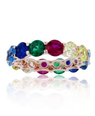 Macy's - Rainbow Colored Cubic Zirconias Eternity Band in 14k Rose Gold Plated Sterling Silver