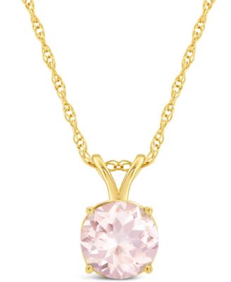 Macy's - Morganite (1-1/4 ct. t.w.) Pendant Necklace in 14K Yellow Gold