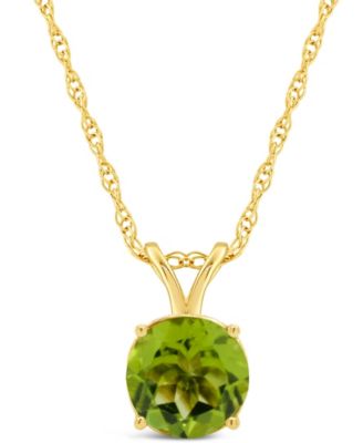 Macy's - Round-cut Gemstone Pendant 18" Necklace in 14K Yellow Gold