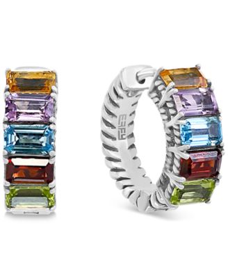EFFY Collection - Multi-Gemstone Hoop Earrings (3 ct. t.w.) in Sterling Silver