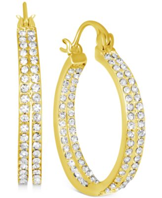 And Now This - Crystal Small Double Hoop Earrings in Fine Silver-Plate, 1"