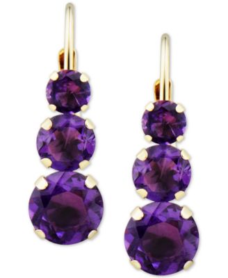 Macy's - Blue Topaz Triple Stone Drop Earrings (1-7/8 ct. t.w.) in 14k Gold (Also in Amethyst)