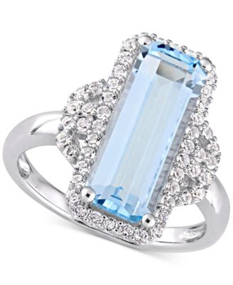 Macy's - Blue Topaz (3-3/4 ct. t.w.) & White Topaz (1/2 ct. t.w.) Statement Ring in Sterling Silver