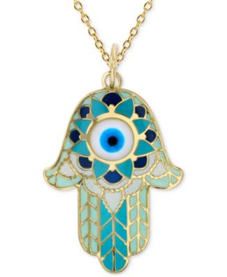 Macy's - Enamel Evil Eye Hamsa Hand 18" Pendant Necklace in 14k Gold