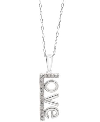 Macy's - Diamond Love 18" Pendant Necklace (1/10 ct. t.w.) in Sterling Silver