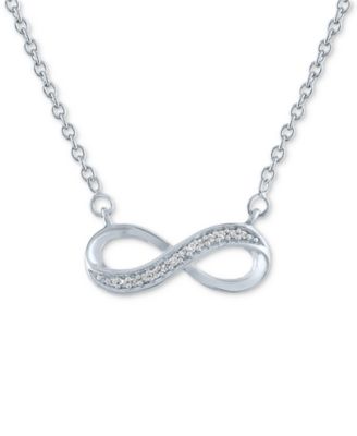 Macy's - Diamond Accent Infinity Pendant Necklace in Sterling Silver, 16" + 2" extender