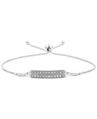 Macy's - Diamond Bar Bolo Bracelet (1/6 ct. t.w.) in Sterling Silver