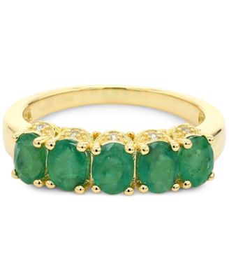 Macy's - Emerald (2-1/2 ct. t.w.) & White Sapphire Accent Ring in Gold-Plated Silver (Also in Ruby & Sapphire)
