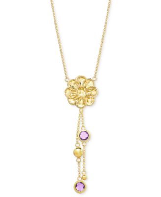 Macy's - Swiss Blue Topaz Flower 18" Lariat Necklace (2 ct. t.w.) in 14k Gold-Plated Sterling Silver (Also in Citrine & Amethyst)