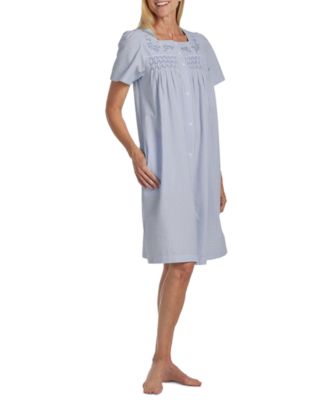 Miss Elaine - Women's Striped Button-Front Nightgown