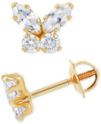 Macy's - Children's Cubic Zirconia Butterfly Stud Earrings in 14k Gold