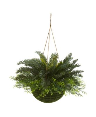Nearly Natural - Cycas Artificial Plant in Mossy Hanging Basket (Indoor/Outdoor)