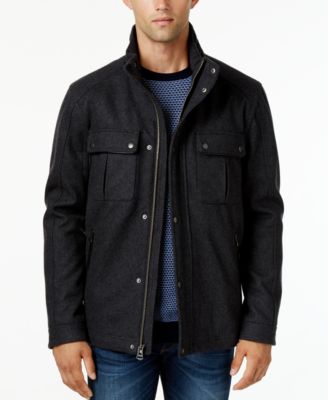 Cole Haan - Faux-Leather-Trim Hooded Coat