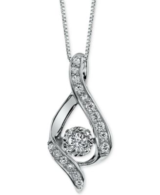 Macy's - Diamond Ribbon Pendant Necklace in 14k Gold, Rose Gold or White Gold (3/8 ct. t.w.)